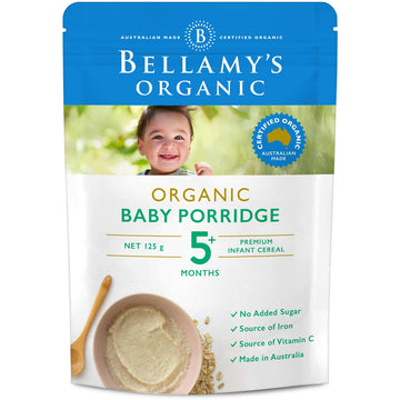 Bellamy's Organic Baby Porridge Cereal 125g 5+ Months Babies Infant Feeding Food