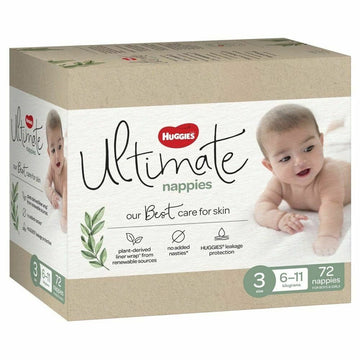 Huggies Ultimate Nappies Jumbo Crawler Size 3 Baby Disposable Nappy Pads 72 Pack