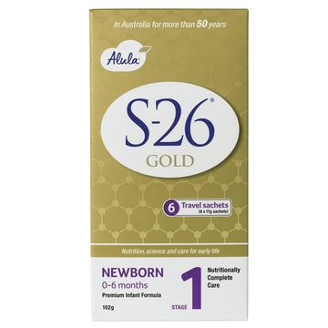 S-26 Alula Gold Newborn Stage 1 0-6 Months 102g 6 Pack Stick Sachet Baby Formula