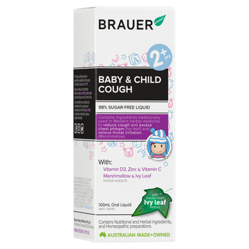 Brauer Baby & Child Cough Relief 100mL 2+ Years Sugar Free Liquid Supplements
