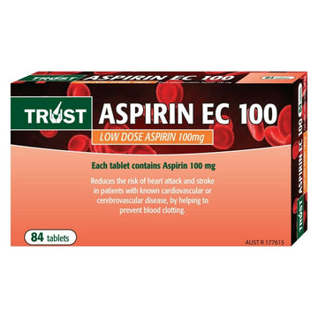 Trust Aspirin EC 100mg Low Dose Enteric Coated 84 Tablets Gluten Lactose Free