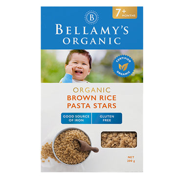 Bellamy's Organic Brown Rice Pasta Stars 200g Baby Infant 7+ Months Gluten Free
