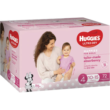 Huggies Ultra Dry Nappies Toddler Girls Size 4 Minnie Disposable Nappy 72 Pack