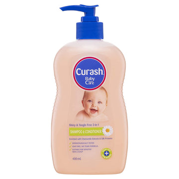 Curash Baby 2in1 Shampoo & Conditioner 400mL Sensitive Skin Scalp Care Soap Free