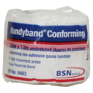 Bsn Handy Band Conforming Bandages Dressings Plaster Roll White 2.5Cm x 1.5M