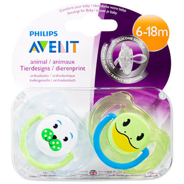 Avent Animal Soothers 6-18 Months Soothies Baby Dummy Feeding Pacifier 2 Pack