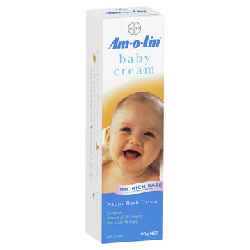 Amolin Baby Nappy Rash Cream Oil Rich Long Lasting Protection Skin Relief 100g