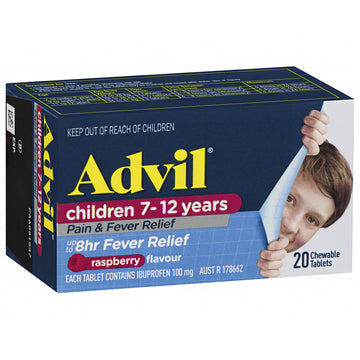 Advil Children's 7-12 Years Chewable Tablets 8Hr Pain & Fever Relief 20 Tabs