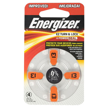 Energizer Hearing Aid Battery Az13 Ez Turn & Lock 4 Pack Powerseal Batteries
