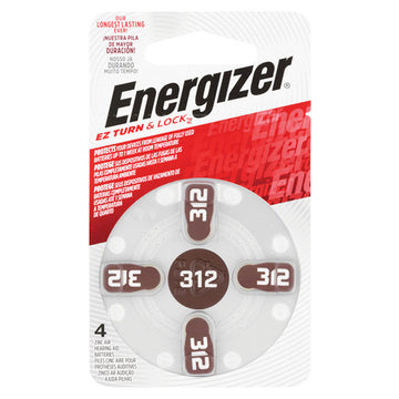 Energizer Hearing Aid Battery Az312 Ez Turn & Lock 4 Pack Powerseal Batteries