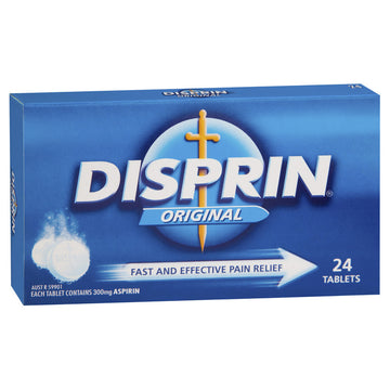 Disprin Soluble Fever Pain Relief Tablets Anti Inflammatory Aspirin 24 Pack