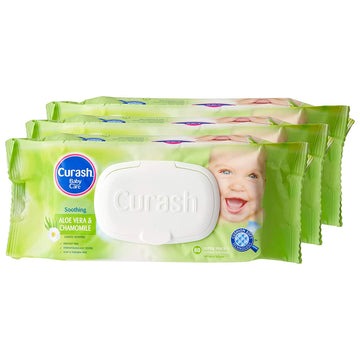 Curash Baby Care Aloe Vera & Chamomile Wet Wipes Paraben Free Skin Care 3 Pack