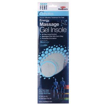 Neat Feat Energy Massage Gel Insoles w/ Memory Foam Men Comfort Foot Support