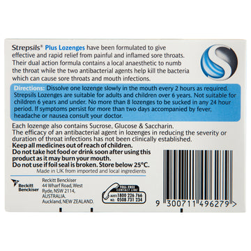 Strepsils Plus Anaesthetic Sore Throat Numbing Pain Relief Treatment 36 Lozenges