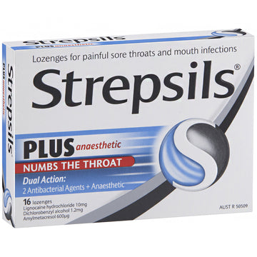 Strepsils Plus Anaesthetic Sore Throat Numbing Pain Relief Treatment 16 Lozenges