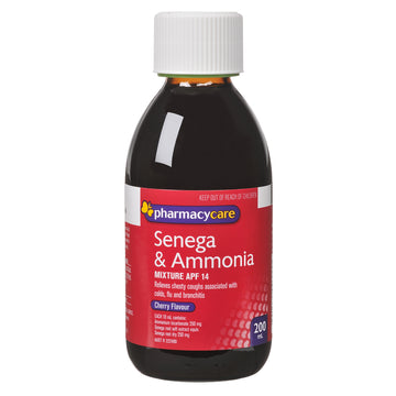 Pharmacy Care Senega & Ammonia Chesty Coughs Relief Cherry Flavour Bottle 200mL