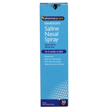 Pharmacy Care Saline Nasal Spray Decongestant Blocked Nose Relief Sinusitis 30mL