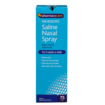 Pharmacy Care Saline Nasal Spray Decongestant Blocked Nose Relief Sinusitis 75mL