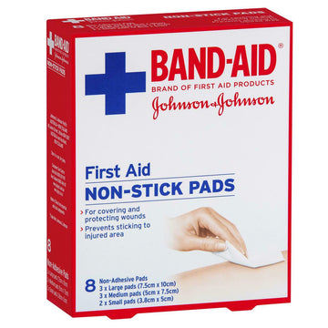 Band-Aid First Aid Non-Stick Pads Bandages Gauze Dressings Wound Care 8 Pack