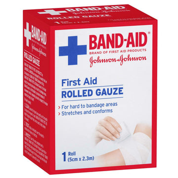Band-Aid First Aid Rolled Gauze Plaster Bandage Dressings Wound Care 5Cm x 2.3M