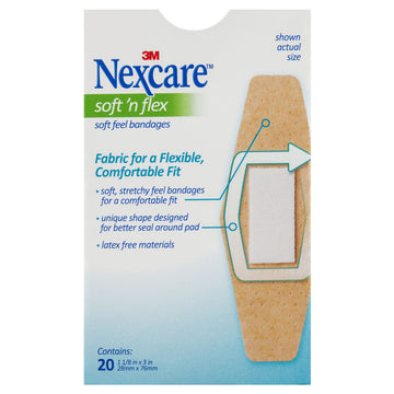 Nexcare Soft And Flex Medium Strip 20 Pack Wound Bandages Adhesive First Aid