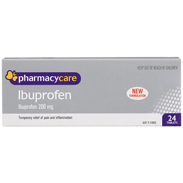 Pharmacy Care Ibuprofen Body Muscle Pain Reliever Fever Reducer 200mg 24 Tablets