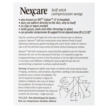 Nexcare Self-Stick Compression Wrap 75Mm Breathable Support First Aid Latex Free