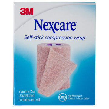 Nexcare Self-Stick Compression Wrap 75Mm Breathable Support First Aid Latex Free