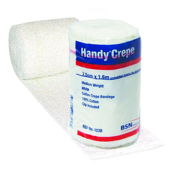 Handy Crepe Medium White Bandage Cotton Injury Support First Aid 7.5Cm x 1.6M