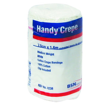 Handy Crepe Medium White Bandage Cotton Injury Support First Aid 7.5Cm x 1.6M