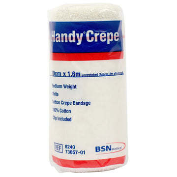 Handy Crepe Medium White Bandage Cotton Injury Support First Aid 10Cm x 1.6M