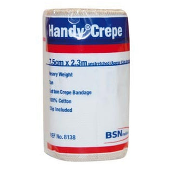 Handy Crepe Bandage Heavy Tan Cotton Wound Injury Support First Aid 7.5Cm x 2.3M