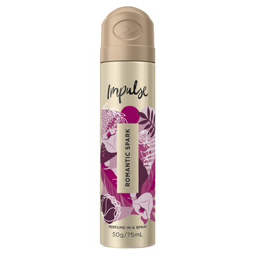 Impulse Body Spray Aerosol Deodorant Romantic Spark 57g Perfume Odour Protection