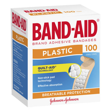 Band-Aid Plastic Strips Adhesive Wound Plaster Gauze Bandages Dressings 100 Pack