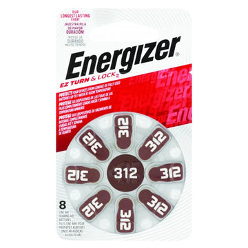 Energizer Hearing Aid Battery Az312 Ez Turn & Lock 8 Pack Powerseal Batteries
