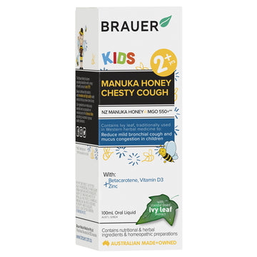 Brauer Kids Manuka Honey Chesty Cough Oral Liquid 2 Years+ With Ivy Leaf 100mL