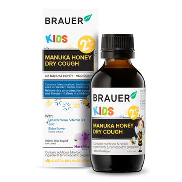 Brauer Kids Manuka Honey Dry Cough Oral Liquid 2 Years+ Irritated Throat 100mL