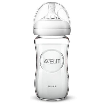 Avent Natural Baby Feeding Glass Bottle 1M+ 240mL Ultra Soft Teats BPA Free 1 Pc