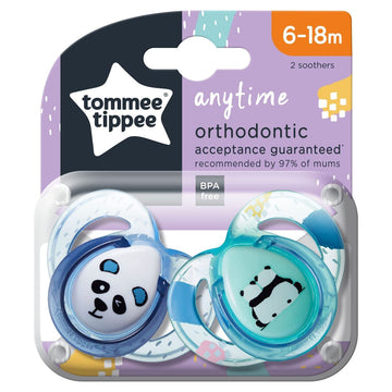 Tommee Tippee Orthodontic Soother Anytime Baby 6-18 Months Dummy Pacifier 2 Pack