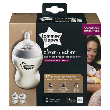 Tommee Tippee Baby Soft Feeding Bottle 260mL Anti Colic Valve BPA Free 2 Pack