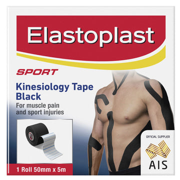 Elastoplast Sport Kinesiology Tape Roll Muscle Joint Pain Relief Black 50Mm x 5M