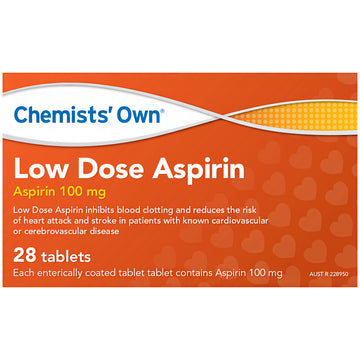 Chemists' Own Low Dose Aspirin Inhibits Blood Clotting Enteric Coated 28 Tabs