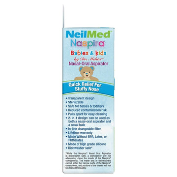 NeilMed Naspira Nasal-Oral Aspirator Kit Stuffy Nose Relief Babies & Kids Care