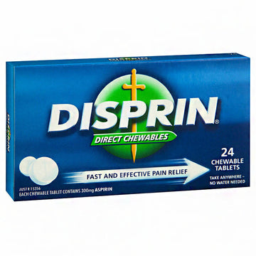 Disprin Direct Chewables Fever Muscle Pain Relief Tablets Aspirin 24 Pack 300Mg