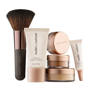 Nude by Nature Complexion Essentials Primer Concealer Bronzer Brush Makeup Kit