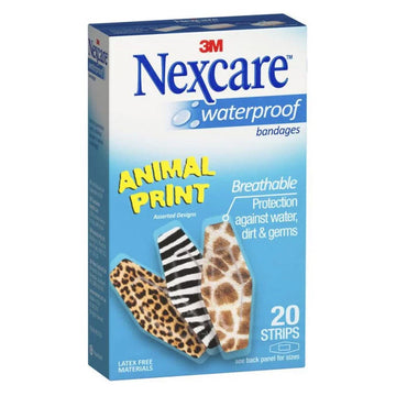 Nexcare Waterproof Animal Strips 20 Pack Wound Bandages Breathable First Aid