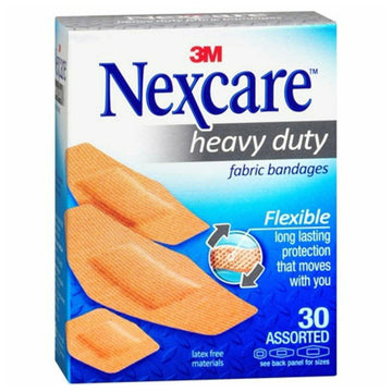 Nexcare Heavy Duty Assorted Fabric Strip 30 Pack Wound Bandage Plaster First Aid