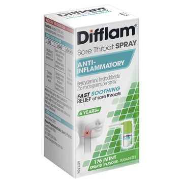 Difflam Sore Throat Spray Anti-inflammatory Soothing Relief Mint Flavour 30mL