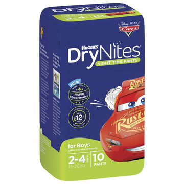 Huggies Dry Nites Night Time Pants 2-4 Years Boys Disposable Nappies 10 Pack