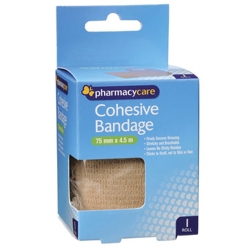Pharmacy Care Cohesive Bandages Roll Stretchable Wound Dressings 75Mm x 4.5M